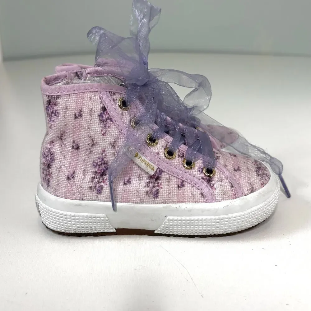 Superga LoveShackFancy Kids High Top Lace Up Sneaker in Ripe Grapevine 8